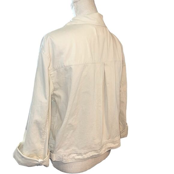 Treasure & Bond Stand Collar Cotton Twill Jacket Cream Size Medium - Picture 6 of 11